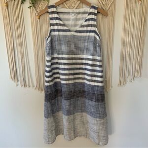 J. JILL Women’s Striped Sleeveless 100% Cotton Dress Blue White Small Petite